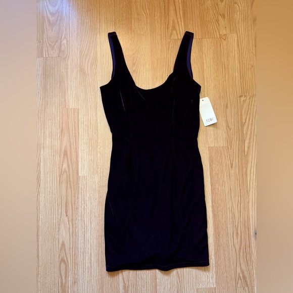Tobi Deep Purple Velvet Bodycon Low Back Sleeveless Mini Dress, Size Small - Picture 1 of 6